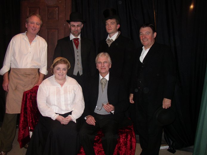 The other half of the cast Left to right: Keith Gwynn ("Tubby"), Denise Currell ("Ada"), Tony Currell ("Freddy"), Stewart Hiorns ("Dr MacFarlane"), Jaimes Cooper ("Albert"), Barry Cooper ("Jim").